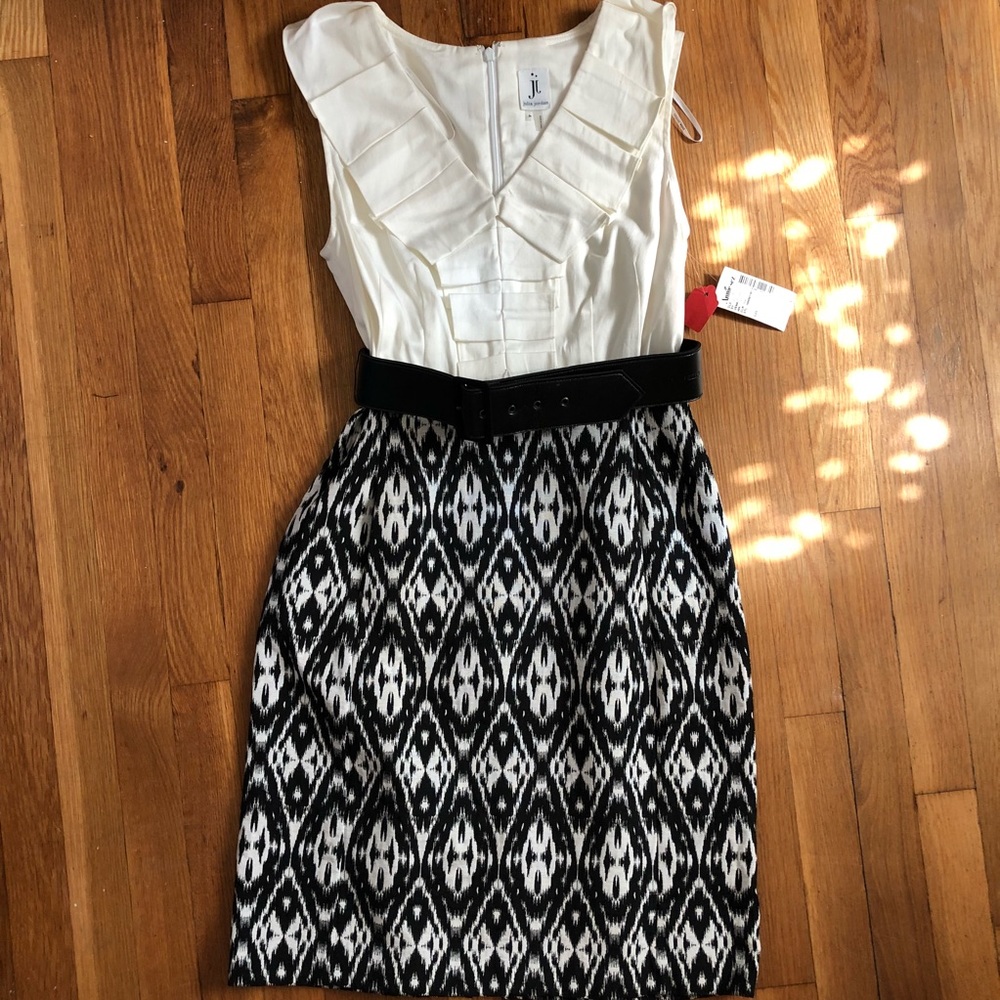 NWT Julia Jordan black and white belted dress